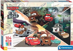 Clementoni puzzle - Disney Cars On The Road - 104 piezas - Maxi puzzle de cartón para niños