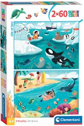 Clementoni puzzle - Puzzle infantil 2x60 piezas - Vida marina de dibujos animados