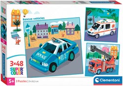 Clementoni puzzle vehículos 3x48 piezas juguete de cartón colorido niños