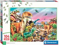 Clementoni puzzle - rompecabezas infantil - 104 piezas - dinosaurios - cartón