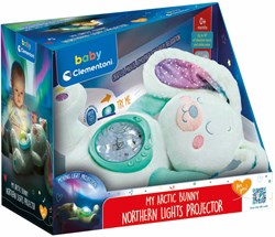 Clementoni peluche conejo bebé interactivo con proyector de aurora boreal