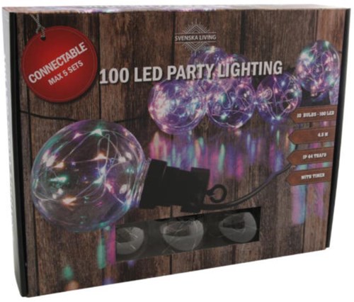 Svenska Living iluminación fiesta LED bola multicolor temporizador exterior
