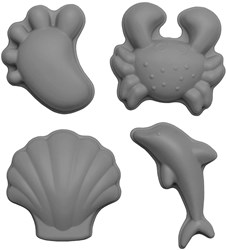 Scrunch moldes de arena - juguetes de playa de silicona gris frío