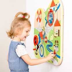 Beleduc juego de pared Marble River elemento de juego educativo de madera