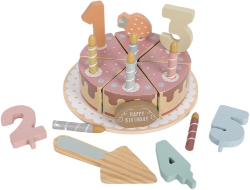 Atan pastel de cumpleaños de madera juguete - juego de rol y creatividad-2