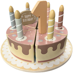 Atan pastel de cumpleaños de madera juguete - juego de rol y creatividad