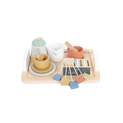 Atan juego de té de madera juguete - set de té de madera duradero para niños