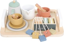 Atan juego de té de madera juguete - set de té de madera duradero para niños