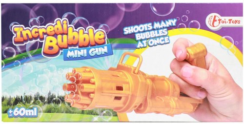 Toi-Toys pistola de pompas dorada con solución de burbujas 60ml