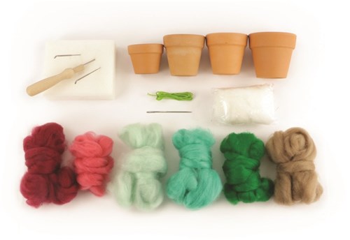 Graine Creative kit fieltro jardín de lana cactus afieltrado con aguja juguete creativo-3