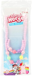 Collar de perlas y pulsera set de joyas unicornio para niños rosa