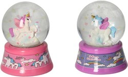 Bola de nieve unicornio caballo de fantasía rosa decoración purpurina habitación infantil