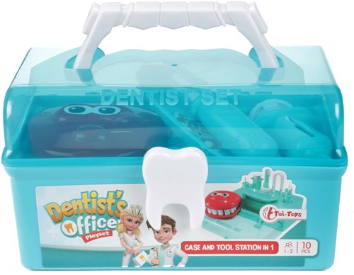 Maletín de dentista juguete con accesorios - 10 piezas - azul - set de juego