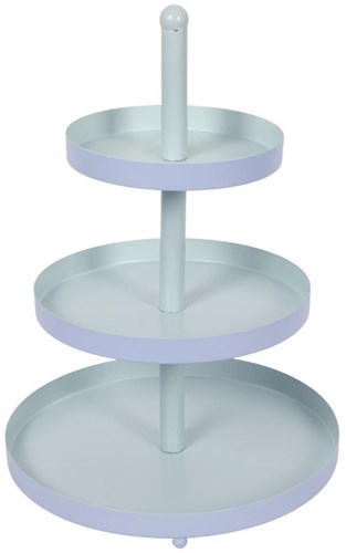 Etagere 3-laags blauw-munt Ø25xH35cm