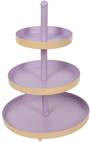 Etagere metaal, 3 laags, ø25*h35cm, coral lilac