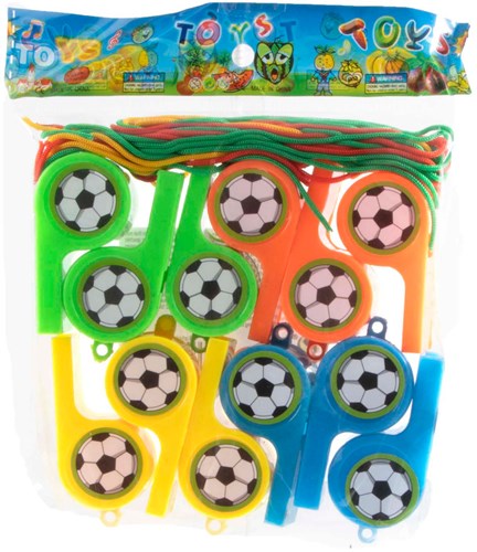 Jonotoys silbatos de fútbol set de juguete - 12 piezas con cordones