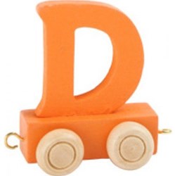 Small Foot tren de letras de madera naranja D - vagón juguete decoración