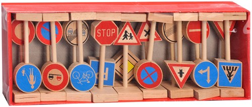 Playwood set de señales de tráfico de madera - 18 piezas - educativo