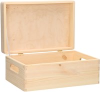Playwood caja de almacenamiento de madera de pino con tapa abatible para manualidades 30x20x13,5 cm-2