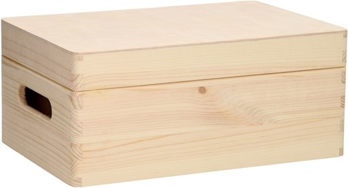 Playwood caja de almacenamiento de madera de pino con tapa abatible para manualidades 30x20x13,5 cm-3
