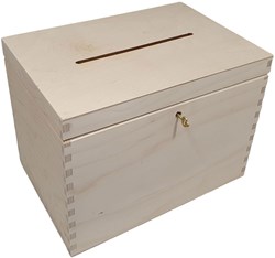 Playwood caja de sobres de madera almacenamiento pino con ranura 29x22x20 cm