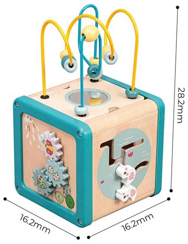 Playwood cubo de actividades de madera juguete educativo con laberinto de cuentas-2
