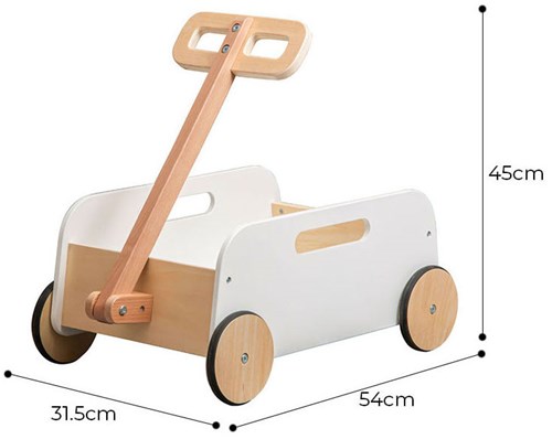 Playwood carro de madera para tirar juguete para niños - blanco - andador-2