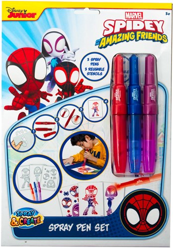 Canenco Spidey set de bolígrafos spray sobre A4 - bolígrafos sopladores creativos Spider-Man