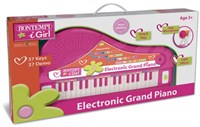 Bontempi piano electrónico de juguete con micrófono rosa para niños-2