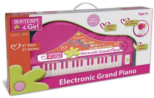 Bontempi piano electrónico de juguete con micrófono rosa para niños-2