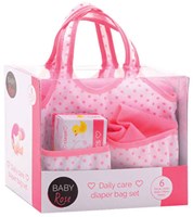 Johntoy bolso cambiador muñeca con accesorios - bolsa rosa cuidado