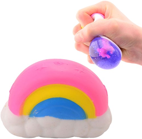 Johntoy squishy arcoíris unicornio juguete antiestrés purpurina-3