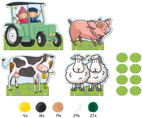 Bambolino Toys set creativo Fien & Teun pompones animales de granja-2