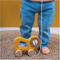 Trixie juguete de arrastre de madera - león de madera FSC - juguete para bebés amarillo-2