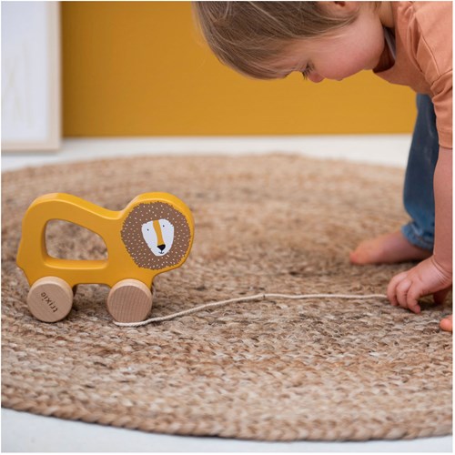 Trixie juguete de arrastre de madera - león de madera FSC - juguete para bebés amarillo-3