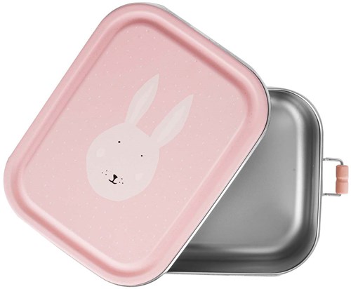 Trixie fiambrera pequeña - caja de almuerzo de acero inoxidable para niños - Mrs. Rabbit - rosa-2