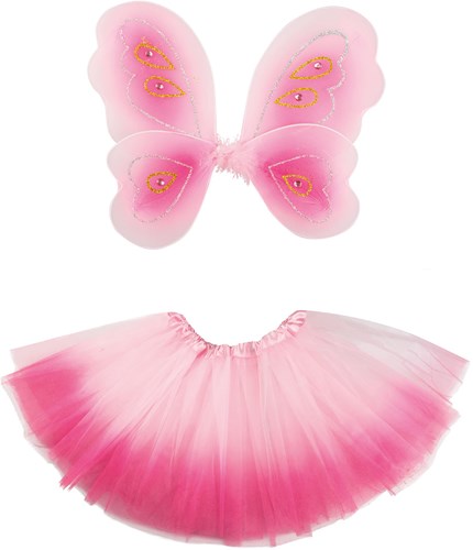 Boland set disfraz hada tul rosa alas purpurina elástico