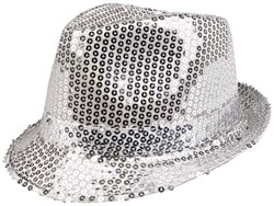 Boland sombrero popstar lentejuelas plata - sombrero disco adultos