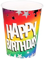 Boland vasos de papel cumpleaños arcoíris 210ml 10 unidades fiesta