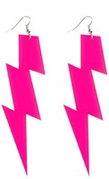 Boland pendientes rayo rosa neón - accesorio disco mujer fiesta años 80