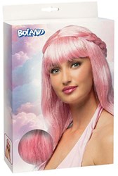 Boland peluca rosa lisa larga mujer cosplay carnaval fiesta