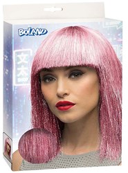 Boland peluca mujer rosa brillante media melena lisa showgirl glamour