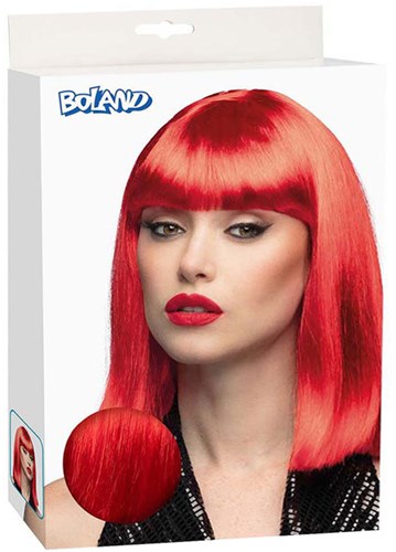 Boland peluca neón roja - peluca mujer lisa media fiesta disco