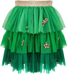 Great Pretenders tutú navideño verde - falda festiva para disfraz 4-6 años