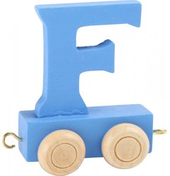 Small Foot tren de letras de madera azul - F - set de vagones de juguete