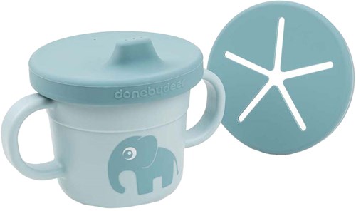 Done by Deer vaso con boquilla Elphee azul - vaso para snacks para bebés y niños pequeños-2
