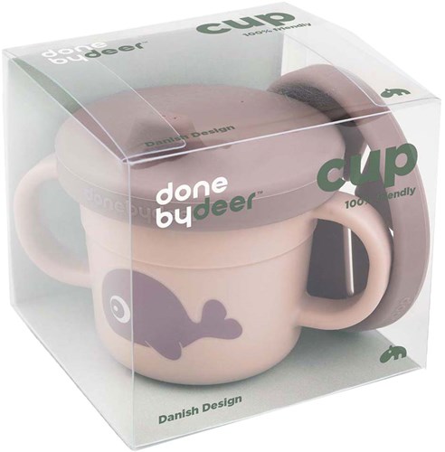 Done by Deer vaso snack Wally rosa - taza de silicona para bebés con asas