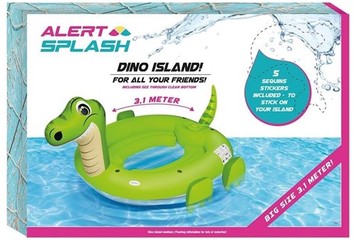 Alert isla inflable dinosaurio piscina 310x270x175 cm juguete