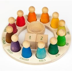 Grapat juguete de madera anillo anual con figuras perpetual calendar
