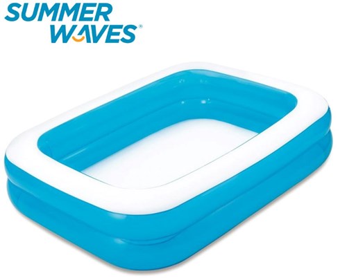 Summer Waves piscina familiar hinchable 2 anillos transparente 200x150x51 cm gran tamaño-2